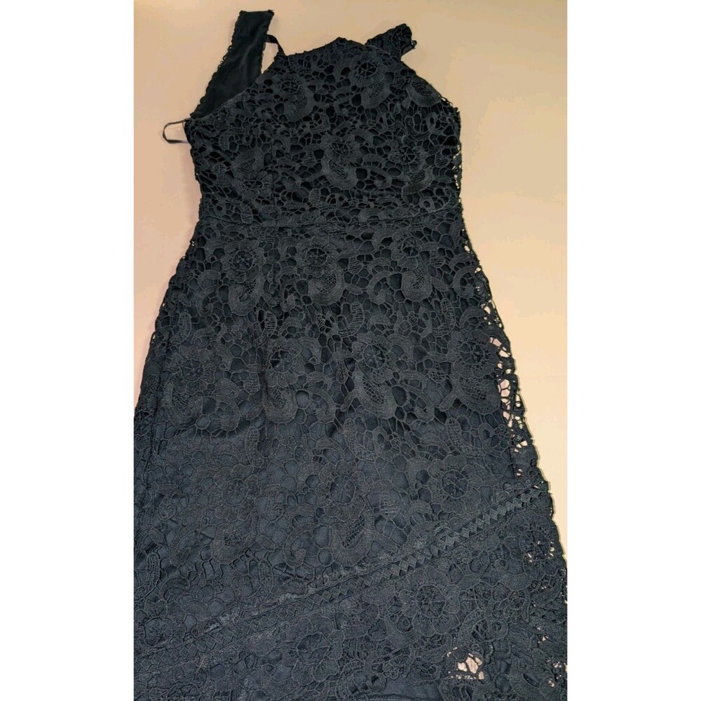 Francesca's Navy Blue Halter Dress Small Mid Thigh Length Thick Floral Lace‎
